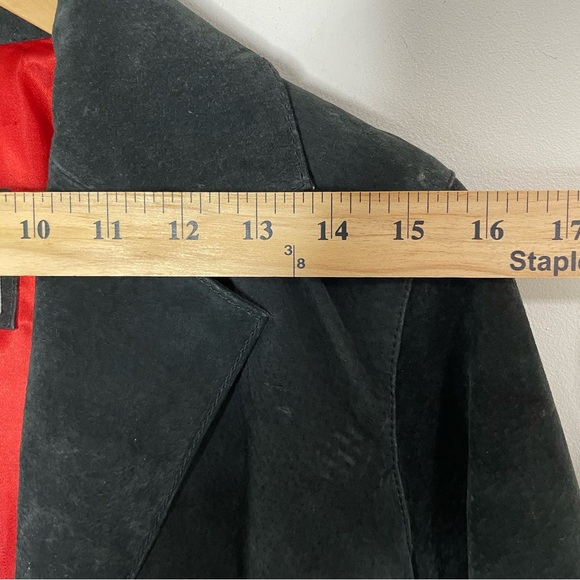 Vintage Wilsons Leather Maxima Women's Jacket Blazer Suede Floral Satin Waist S - Picture 14 of 15